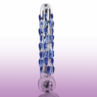 Diamond Dazzler dildo in vetro texture blu ToyJoy