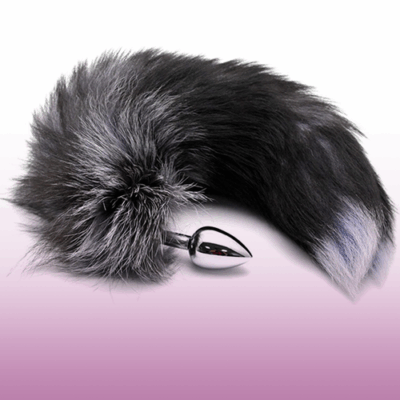 Black & White Fox Tail Plug – plug anale in acciaio con coda volpe